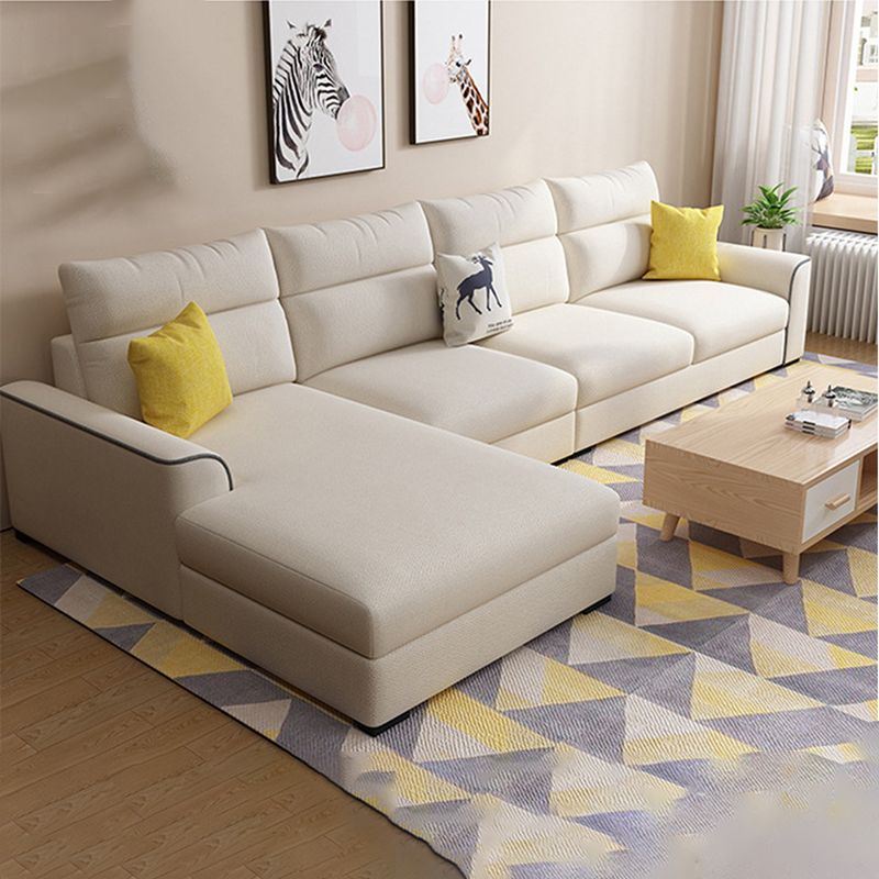 Contemporary Stationary Recessed Arm Living Room Cushions Sofa Chaise