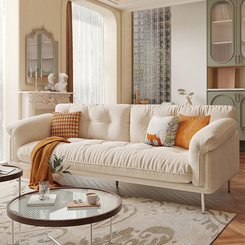 Braccio divano a trapuntato di divano contemporaneo di braccio a rulli in beige/verde