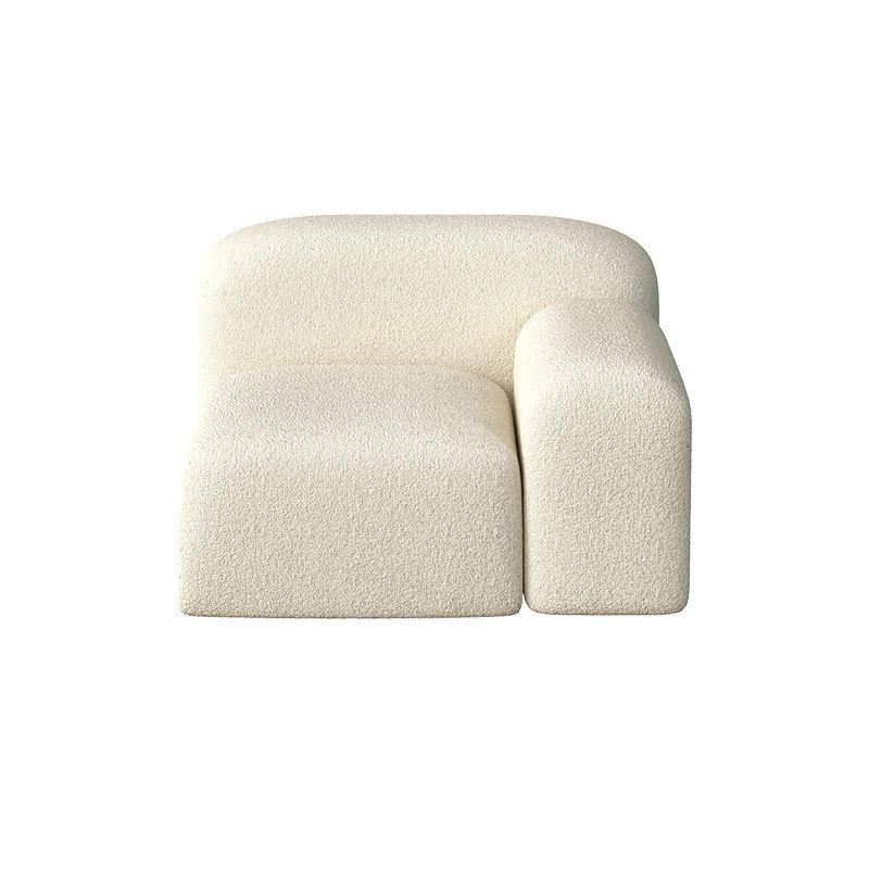 Wool Sofa in White Standard Settee Square Arm Sofa for Living Room