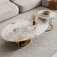 Slate Oval Coffee Table Golden Metal Frame Abstract Cocktail Table, 14.17" High Clearhalo 'Coffee & Accent Tables' 'Coffee Tables' 'coffee_tables' 'furn' 'furn_coffee_tables' 'Furniture' 'Living Room Furniture' 1200x1200_bbea6f0f-e76e-4a2e-ac1c-cf83c591c20b