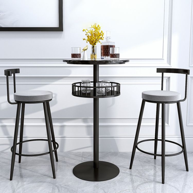 1/2/3 Pieces Industrial Iron Bar Table Set Round Bistro Set with Faux Marble Top Clearhalo 'Bar Furniture' 'furn' 'furn_home_bar_bar_sets' 'Furniture' 'Home Bars & Bar Sets' 'home_bar_bar_sets' 'Kitchen & Dining Furniture' 1200x1200_bbea8512-c555-4fea-94b9-eee315498bb7