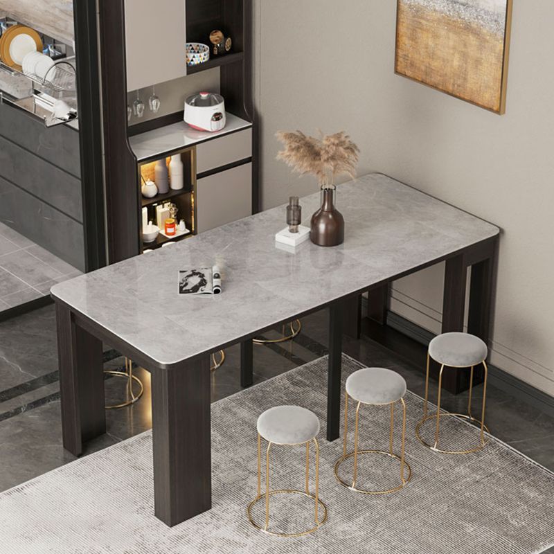5/7/9 PCs tavolo da dinette a forma di rettangolo contemporaneo con sedia senza braccia