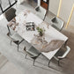 Industrial Style Rectangle Dining Table Stone Furniture with Metal 4 Legs