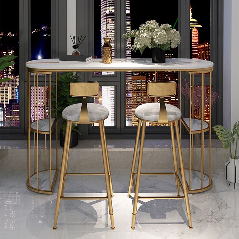 Gold Metal Pub Table Stone Top Industrial Bar Table with Storages Clearhalo 'Bar Furniture' 'Bar Tables' 'bar_tables' 'furn' 'furn_bar_tables' 'Furniture' 'Kitchen & Dining Furniture' 1200x1200_bbee202d-ea06-4c2e-8af5-e872911d049a