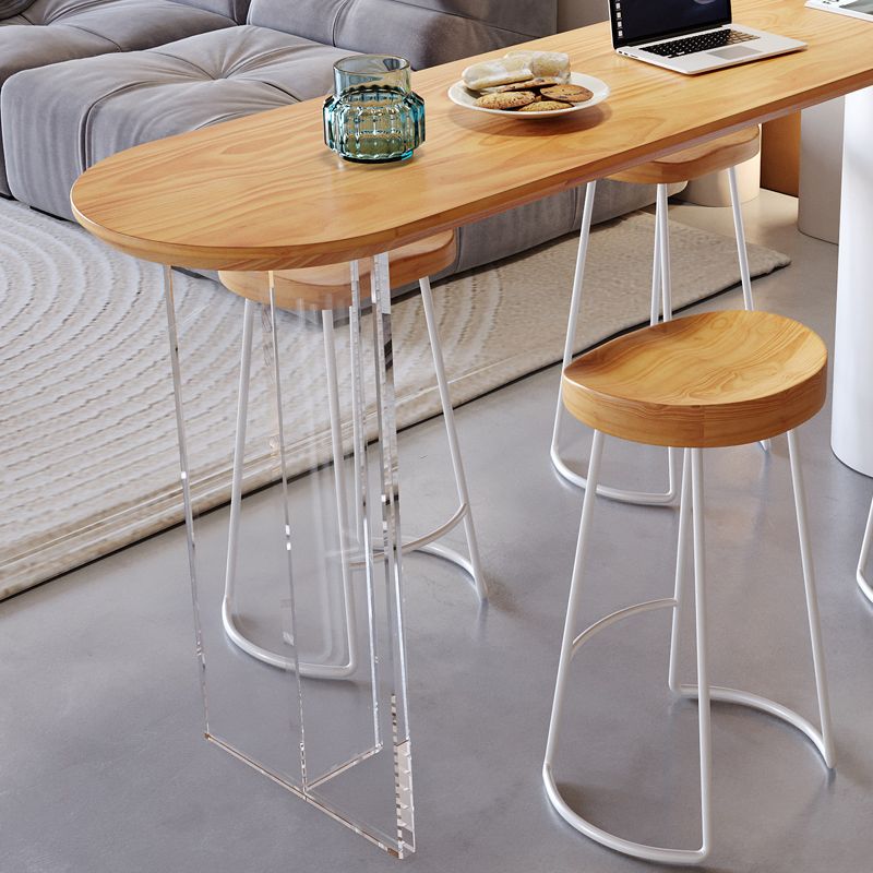 Eigentijdse massief houten top ovale bar eettafel voor woonkamer