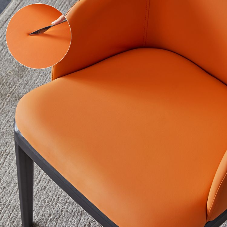 Faux Leather Contemporary Dining Room Chair Metallic Finish Solid Back Dining Chair Clearhalo ' kitchen&dining_furn' 'Dining Chairs' 'Dining Tables & Seating' 'dining_chair' 'Furniture' 'furniture_dining_chair' 'Kitchen & Dining Furniture' 'kitchen' 1200x1200_bbefc2c1-de41-4ae4-87e7-f195d99d6fc8