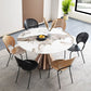 Round Stone Dining Table Modern Turntable White-black Furniture with Pedestal Base
