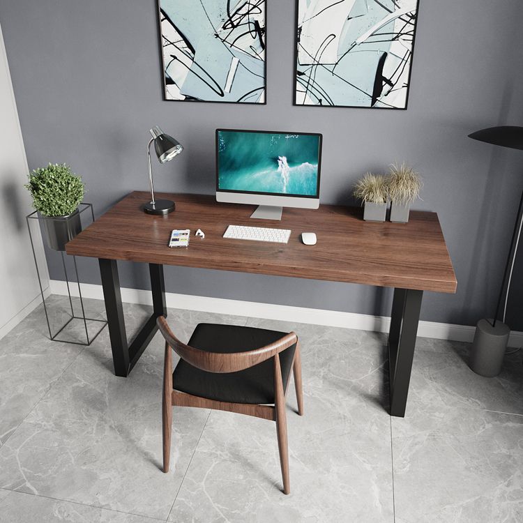 Industrial Style Office Desk Rectangular Solid Wood Desk with Black Legs Clearhalo 'furn' 'furn_office_desk' 'Furniture' 'furniture_office_desk' 'Office Desks' 'Office Furniture' 'office_desk' 1200x1200_bbf15a75-eea4-4046-8226-60eab7ec10ec