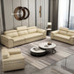 Genuine Leather Sectional Sofa 35.43"High Cushion Back Sofa with Storage,Beige Clearhalo 'furn' 'furn_sectionals' 'Furniture' 'furniture_sectionals' 'Living Room Furniture' 'Sectionals' 1200x1200_bbf216bb-6625-460e-a899-d31ae167d7eb