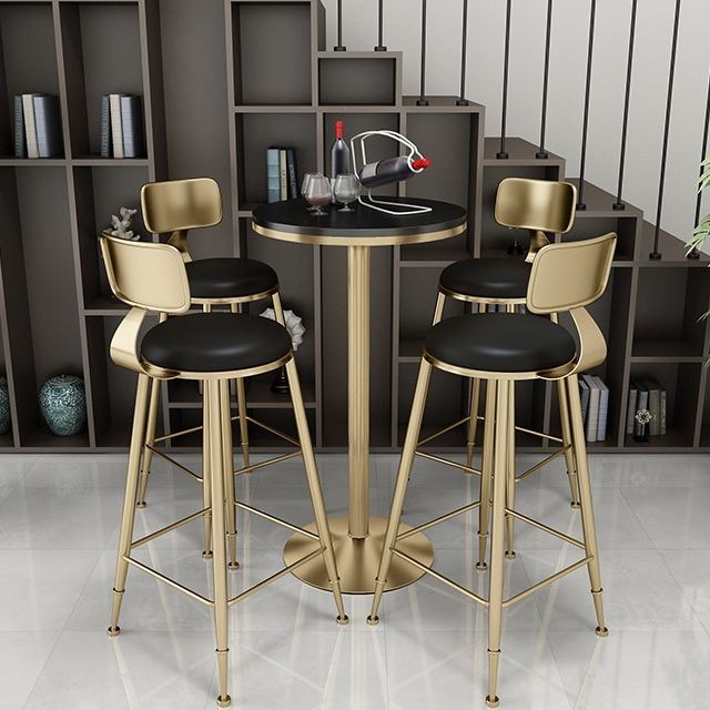 Modern Bar Dining Table Round and Square Bar Height Cocktail Table with Iron Base Clearhalo 'Bar Furniture' 'Bar Tables' 'bar_tables' 'furn' 'furn_bar_tables' 'Furniture' 'furniture_bar_tables' 'Kitchen & Dining Furniture' 'kitchen&dining_furn' 'kitchen' 1200x1200_bbf5be9f-f7a7-4548-92a1-39c6f1958ee3