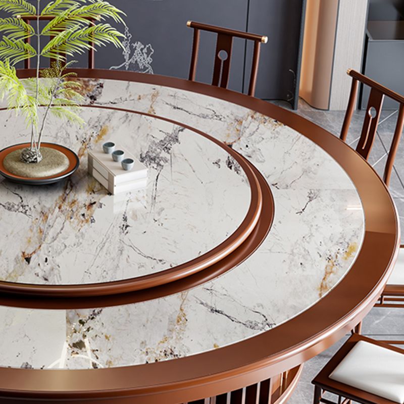 Round Tradition Dining Table for Home Stone Top Dinette Table with Rubberwood Base Clearhalo 'Dining Tables & Seating' 'Dining Tables' 'dining_table' 'furn' 'furn_dining_table' 'Furniture' 'Kitchen & Dining Furniture' 1200x1200_bbf6491c-b1b1-4123-ba91-fae4b1c3c71d