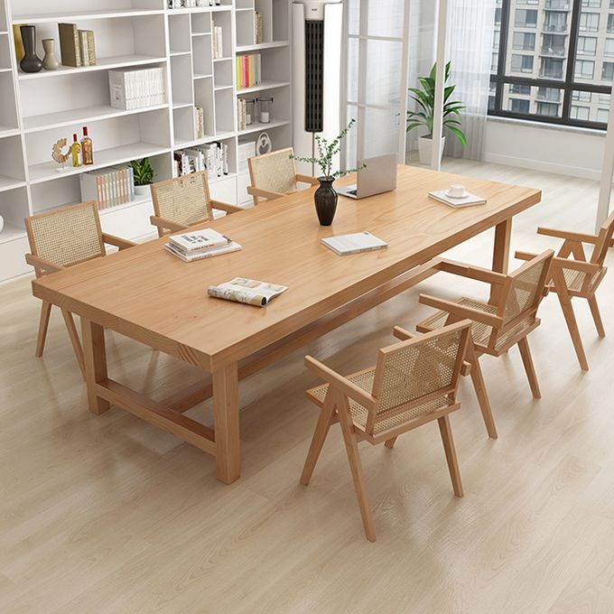 Rectangle Industrial Dining Room Table Pine Solid Wood Table with Trestle Base Clearhalo ' dining_table' 'Dining Tables & Seating' 'Dining Tables' 'furn' 'furn_dining_table' 'Furniture' 'furniture_dining_table' 'Kitchen & Dining Furniture' 'kitchen&dining_furn' 'kitchen' 'kitchen_dining_table' 1200x1200_bbf69ad2-da50-473d-8306-17c18a3943df