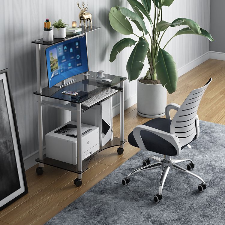 Modern Style Glass Office Desk Rectangle Computer Desk for Home Clearhalo 'furn' 'furn_office_desk' 'Furniture' 'Office Desks' 'Office Furniture' 'office_desk' 1200x1200_bbf6e9ec-2bd1-4439-86ff-aeb3b93f0819