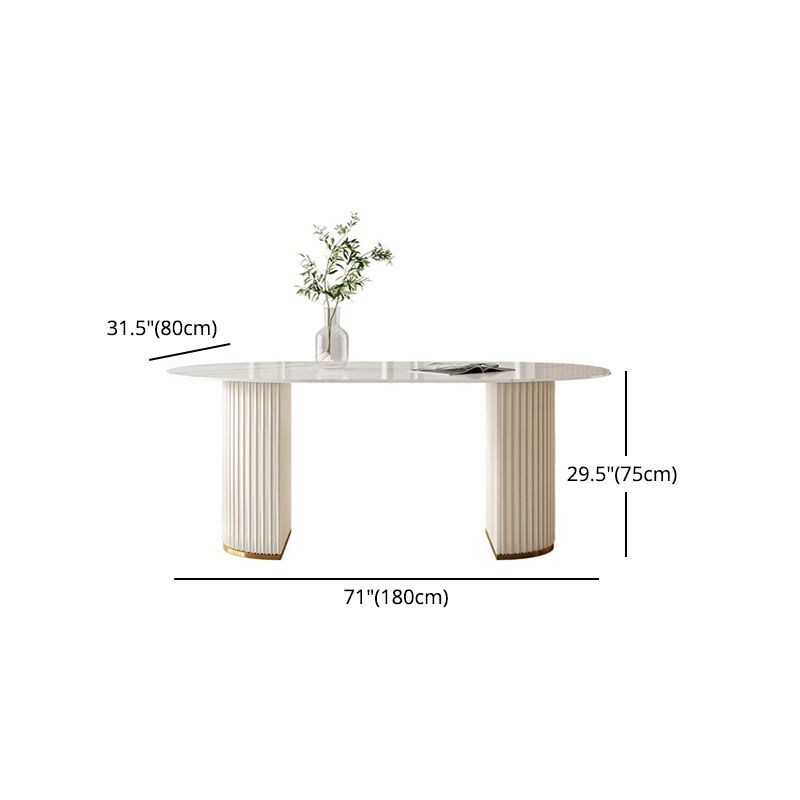 Contemporary Oval Dining Table Sintered Stone Top Double Pedestal Table Clearhalo 'Dining Tables & Seating' 'Dining Tables' 'dining_table' 'furn' 'furn_dining_table' 'Furniture' 'Kitchen & Dining Furniture' 1200x1200_bbf6ee34-3678-4d1e-865c-4087d261e0d4