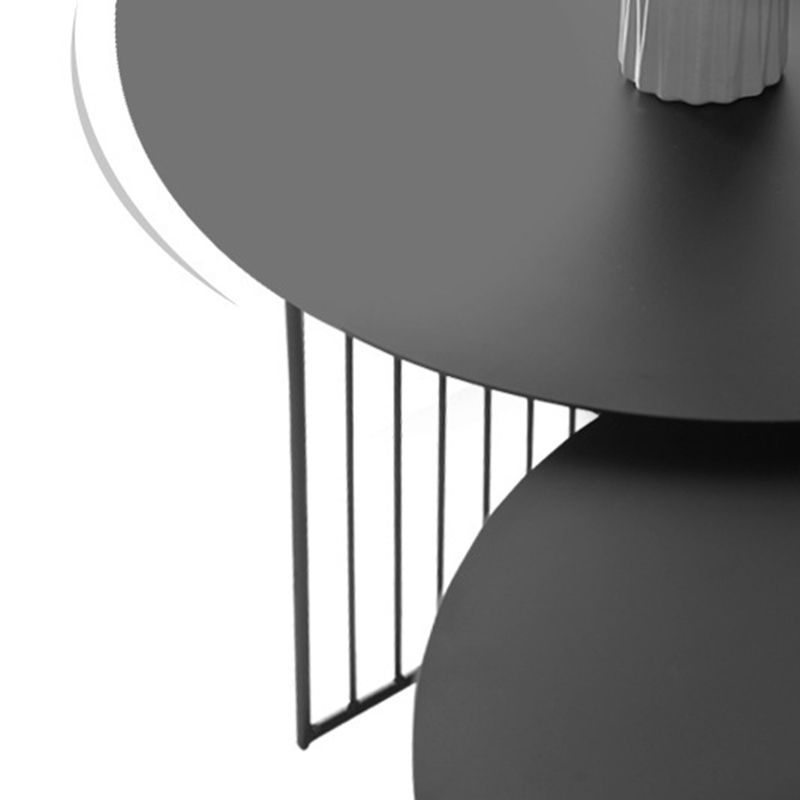 Mesa de centro moderna de hierro de mediados de siglo, mesa de cóctel con marco redondo de metal
