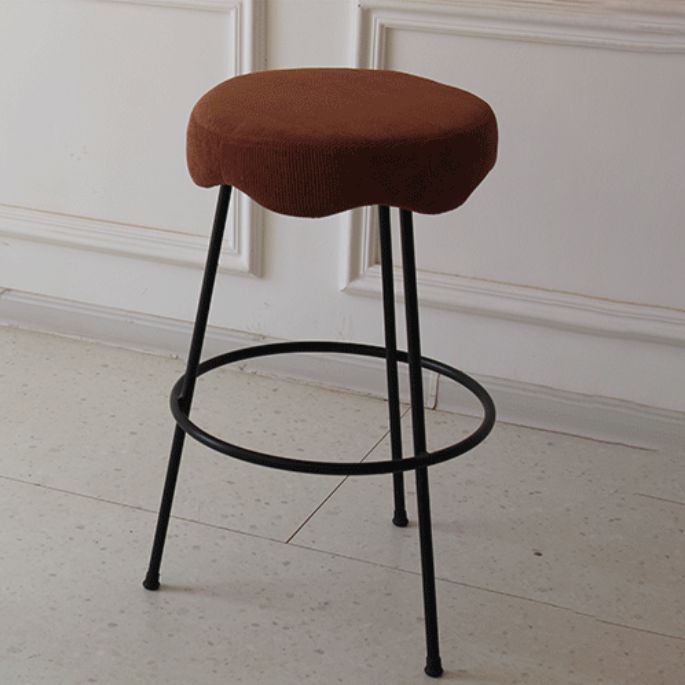 Modern Armless Backless Counter Stool Iron Cafe Bar Stool with Flannel Cushion and Pedal Clearhalo 'Bar Furniture' 'Bar Stools' 'bar_stools' 'furn' 'furn_bar_stools' 'Furniture' 'furniture_bar_stools' 'Kitchen & Dining Furniture' 1200x1200_bbf8fe7e-91dd-4ec8-a57b-ab770b8d03c4