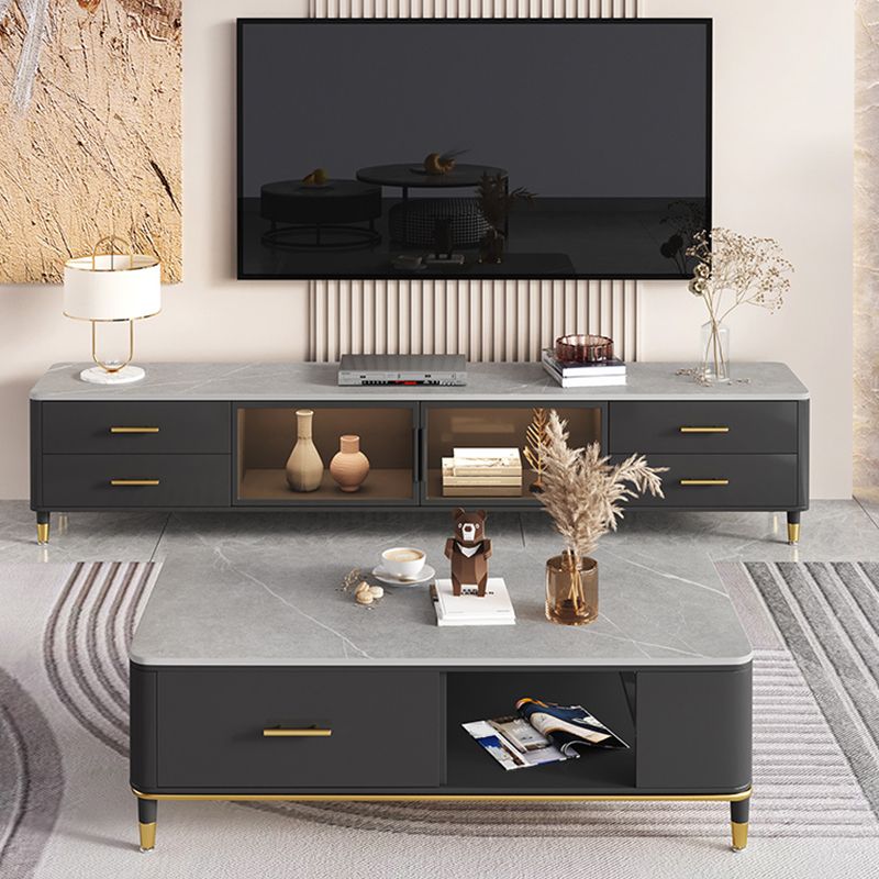 Enclosed Storage Stand Console Glam TV Media Console with 4 Drawers Clearhalo 'furn' 'furn_tv_stands_entertainment_centers' 'Furniture' 'Living Room Furniture' 'TV Stands & Entertainment Centers' 'TV Stands & Media Storage Furniture' 'tv_stands_entertainment_centers' 1200x1200_bbf9084a-01a9-425d-9c87-54d3a4ffb051