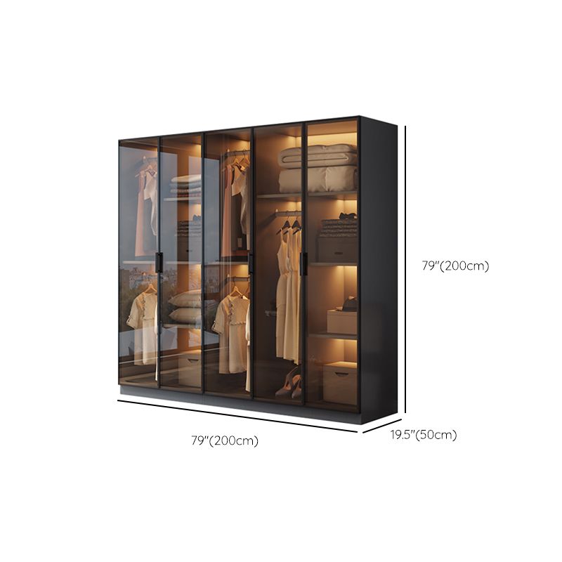 Freestanding Tempered Glass Wardrobe Modern Wardrobe with Garment Rod Clearhalo 'Armoires & Wardrobes' 'armoires_wardrobes' 'Bedroom Furniture' 'furn' 'furn_armoires_wardrobes' 'Furniture' 1200x1200_bbfa7bf1-c45d-487b-a3ab-2dd127016ca5