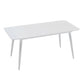 Contemporary White Rectangular Stone Dining Table with Steel Legs