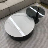 Leisteen ronde salontafel stevige houten koffiecocktailtafel voor woonkamer