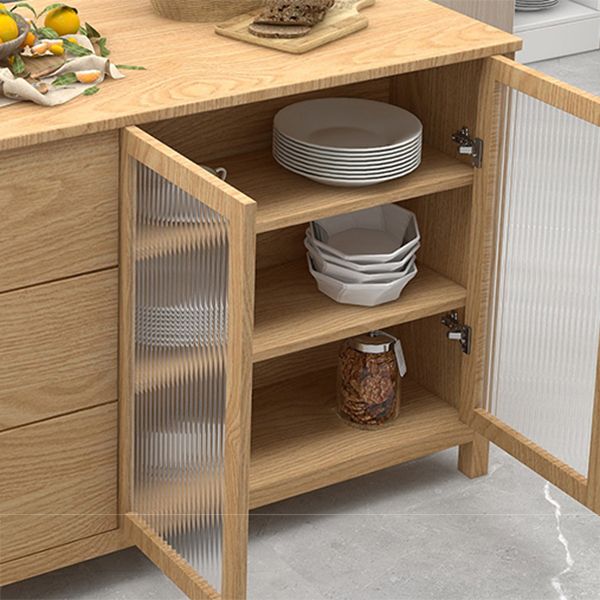 Traditional Stationary Kitchen Island Set Wood Rectangular Island Table for Home Use