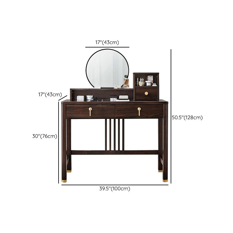 Traditional Rubberwood Bedroom Storage Box 3 Drawers Vanity Table