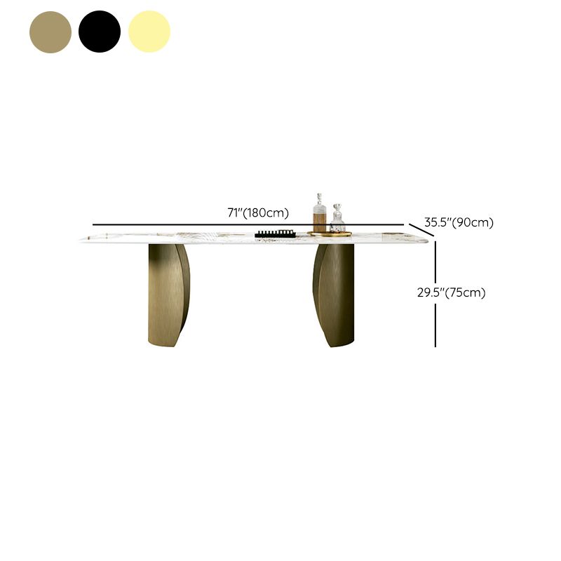 Modern Sintered Stone Table Dining Rectangle Table with Metal Legs for Home Use Clearhalo 'Dining Tables & Seating' 'Dining Tables' 'dining_table' 'furn' 'furn_dining_table' 'Furniture' 'Kitchen & Dining Furniture' 1200x1200_bbfbd709-05d3-4267-a776-aa16120bb2be