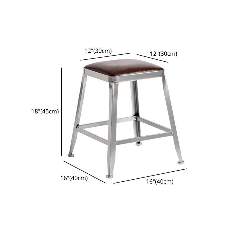 Armless Indoor Barstool Industrial Leather Counter Stool Brushed Silver Clearhalo 'Bar Furniture' 'Bar Stools' 'bar_stools' 'furniture_bar_stools' 'Kitchen & Dining Furniture' 'kitchen&dining_furn' 'kitchen' 'kitchen_furn' Furniture' 1200x1200_bbfc1d73-64fa-4c17-a480-08e4f037a05e