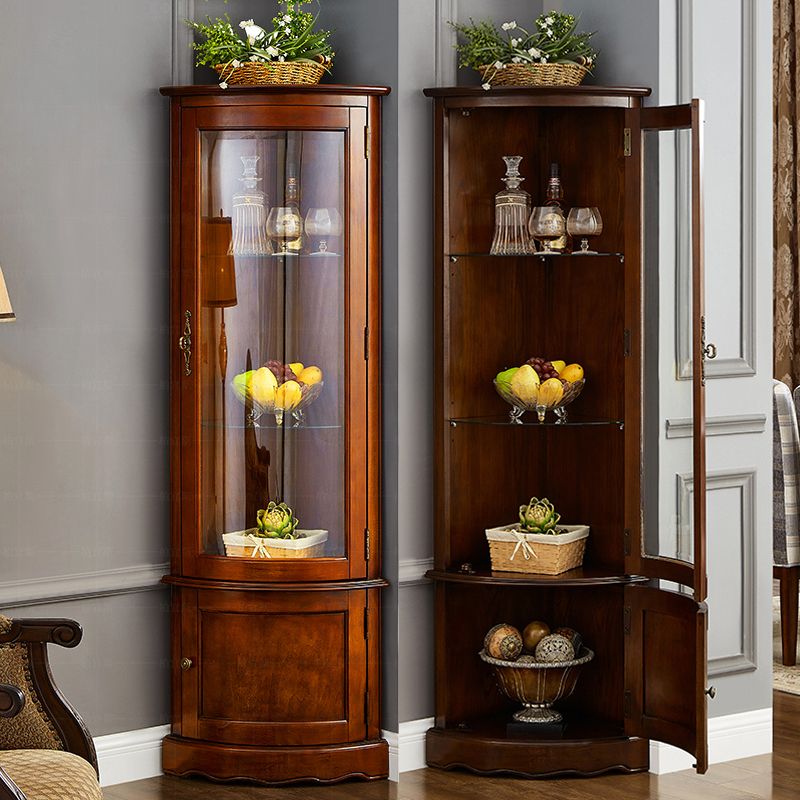 Industrial Triangle Accent Cabinet Solid Wood Storage Cabinet with Glass Doors Clearhalo 'Cabinets & Chests' 'cabinets_chests' 'furn' 'furn_cabinets_chests' 'Furniture' 'Living Room Furniture' 1200x1200_bbfe0294-c9bb-45f3-afde-785ce878efd7