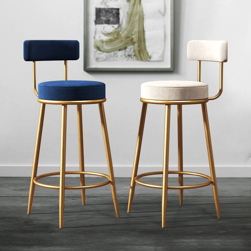 Nordic Armless Backrest Counter Stool Iron Dessert Shop Bar Stool with Cushion and Pedal Clearhalo 'Bar Furniture' 'Bar Stools' 'bar_stools' 'furn' 'furn_bar_stools' 'Furniture' 'furniture_bar_stools' 'Kitchen & Dining Furniture' 1200x1200_bbfe06ce-aa3d-47e2-9d2e-9e0580c16733