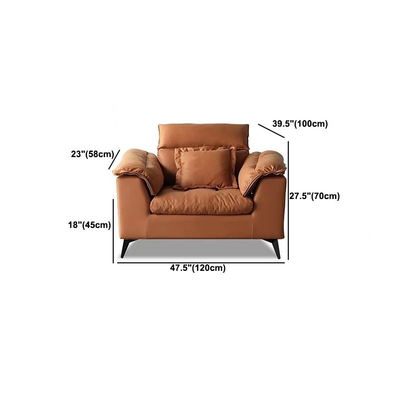 Contemporary Stain-Resistant Faux Leather Dark Gray for Living Room Sofa