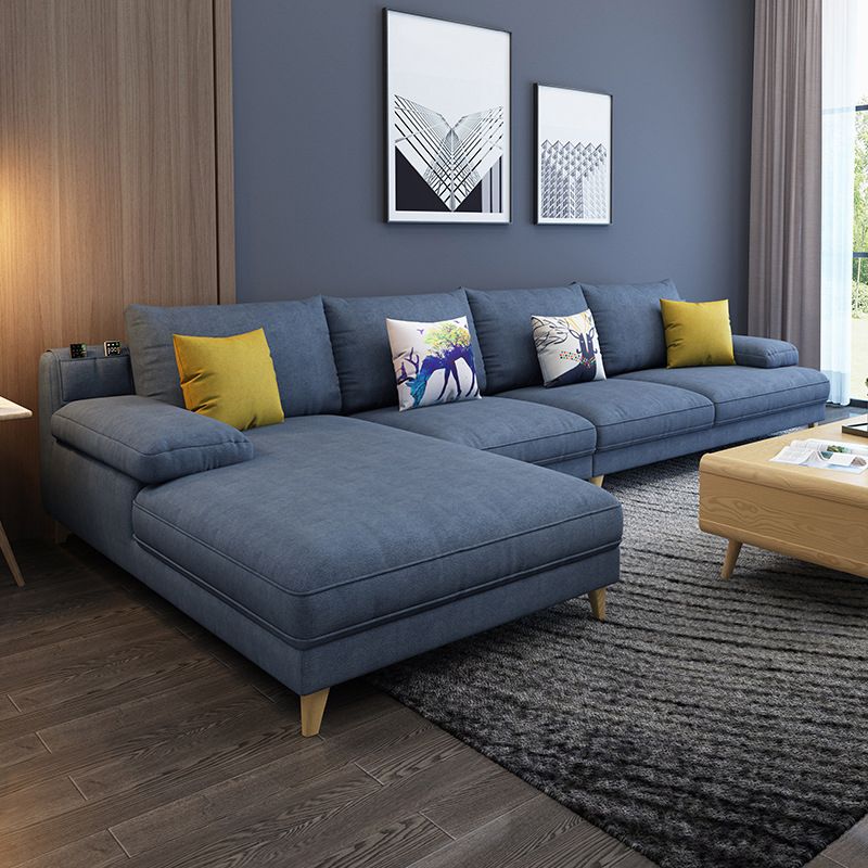 4-seater L-shape Sectional Fabric Pillow Top Arm Sectional with Pillows Clearhalo 'furn' 'furn_sectionals' 'Furniture' 'Living Room Furniture' 'Sectionals' 1200x1200_bbff99e6-447a-4b04-a462-4bffeb60d073