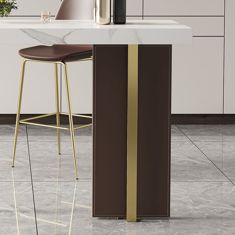 1/2/3 Pieces White Bar Set Glam Stone Top Pub Table with Brown Upholstered Stools Clearhalo 'Bar Furniture' 'furn' 'furn_home_bar_bar_sets' 'Furniture' 'Home Bars & Bar Sets' 'home_bar_bar_sets' 'Kitchen & Dining Furniture' 1200x1200_bc0052f8-acd3-47ab-ad88-34b86710f23f