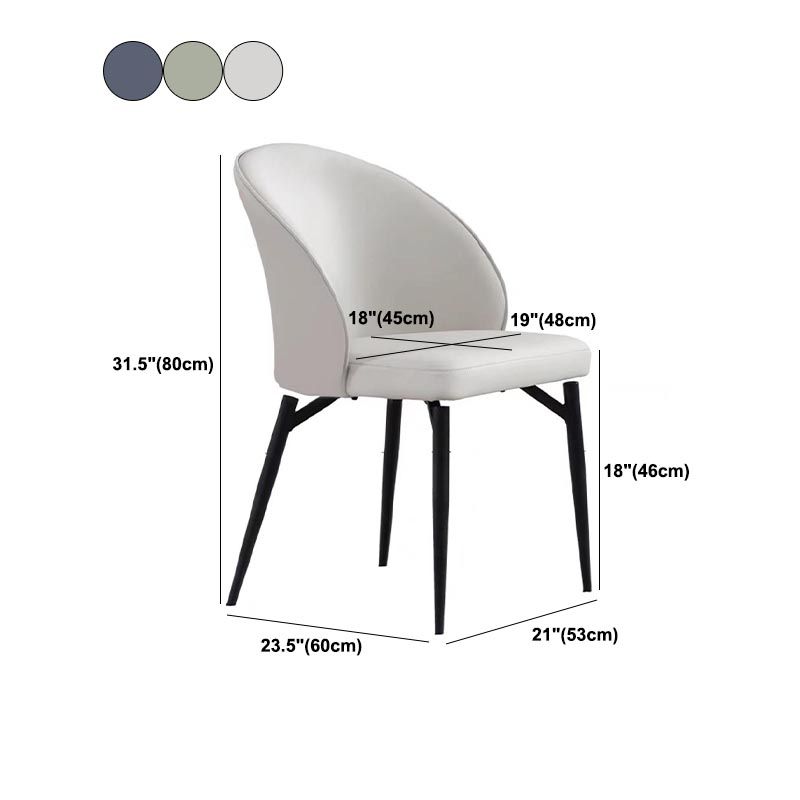 Chaise de salle à manger rembourrée en cuir chaise latéral contemporaine avec base noire