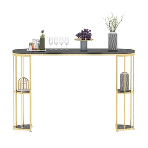 Tavolo da bar ovale in pietra sinterizzato tavolo da bistrot lussuoso con doppio piedistallo