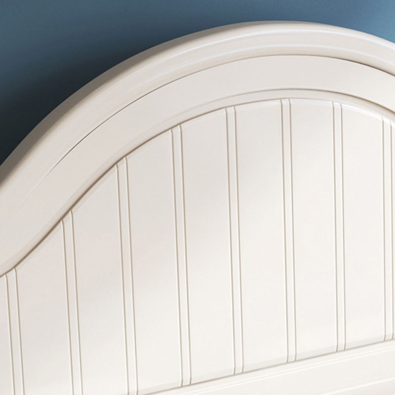 Eigentijds hout gebogen standaardbed, wit paneel hoofdeinde bodem