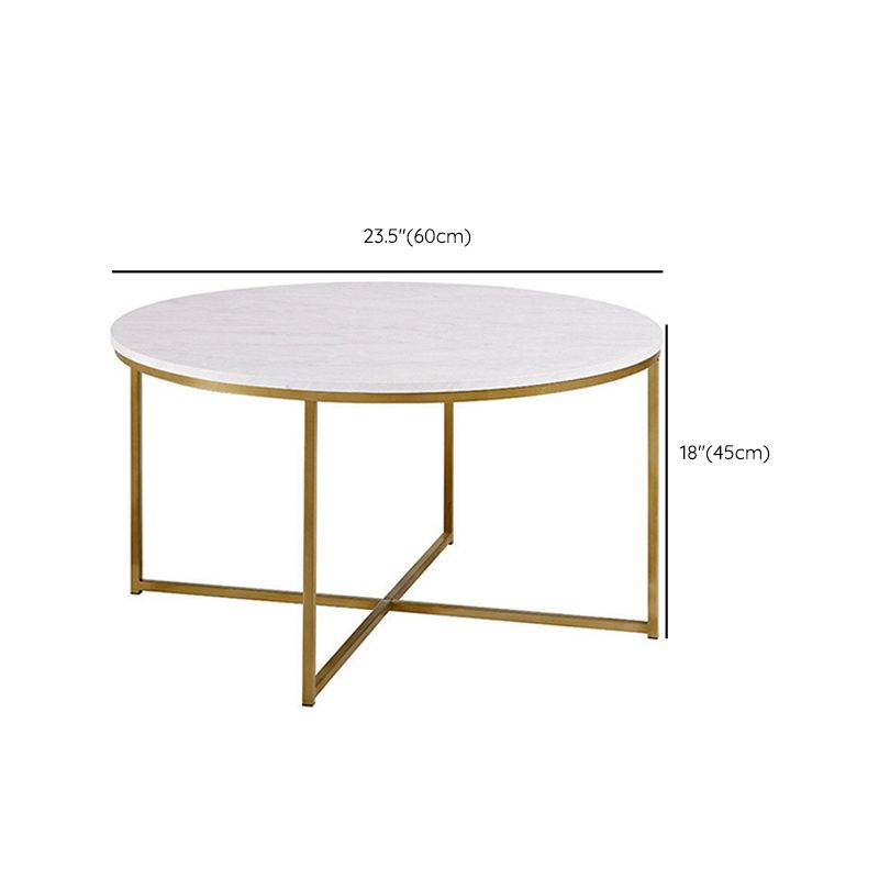 Modern Round Slate Coffee Table Cross Legs Cocktail Table in Gold Clearhalo 'Coffee & Accent Tables' 'Coffee Tables' 'coffee_tables' 'furn' 'furn_coffee_tables' 'Furniture' 'Living Room Furniture' 1200x1200_bc067cc4-4e19-42ba-9f05-d0a916b20b0f