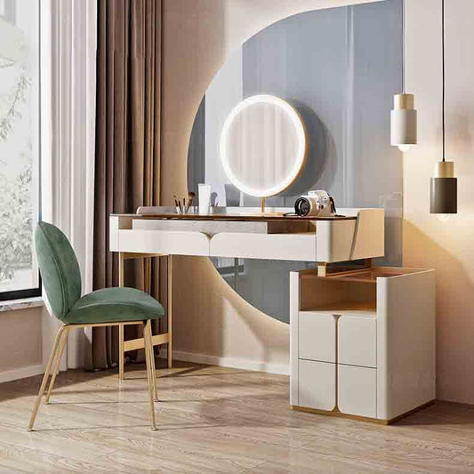 Glass Top Makeup Vanity Desk Storage Box Makeup Vanity Set with Drawer Clearhalo 'Bedroom Furniture' 'furn' 'furn_makeup_vanities' 'Furniture' 'Makeup Vanities' 'makeup_vanities' 1200x1200_bc06acb1-370d-4e3b-8027-9f2c140bc350