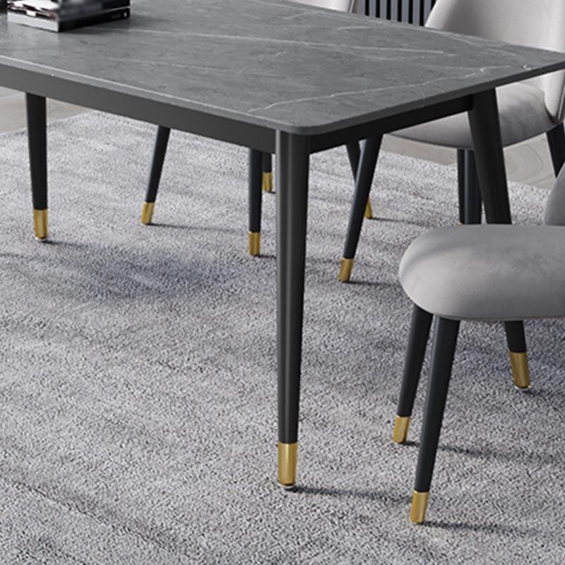 Mesa de comedor de piedra rectángulo Metal de 4 patas de 4 patas Mesa de comedor para sala de estar