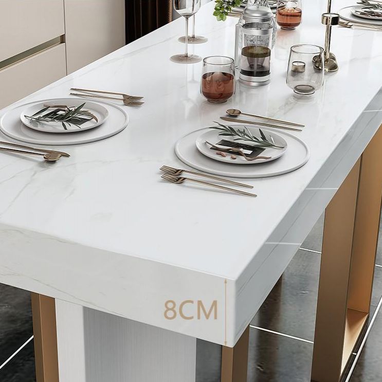 Glam Faux Marble Bistro Bar Table Rectangle Metal Base Bar Table Clearhalo 'Bar Furniture' 'Bar Tables' 'bar_tables' 'furn' 'furn_bar_tables' 'Furniture' 'Kitchen & Dining Furniture' 1200x1200_bc0858a9-6046-4684-bebe-9a8847f706f8