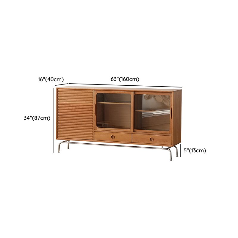 Buffet de comedor de madera maciza contemporánea con gabinetes y cajones