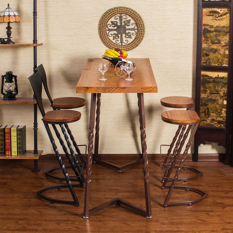 Industrial Style Solid Wood Pub Dining Set 1/2/5 Pcs Rectangular Pub Set for Home Clearhalo 'Bar Furniture' 'furn' 'furn_home_bar_bar_sets' 'Furniture' 'Home Bars & Bar Sets' 'home_bar_bar_sets' 'Kitchen & Dining Furniture' 1200x1200_bc0905cb-dd06-42ca-b622-769758a8cc6e