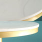 Glam Gold Iron Bar Table White 21.6"W Round Top Bistro Table for Breakroom Clearhalo 'Bar Furniture' 'Bar Tables' 'bar_tables' 'furn' 'furn_bar_tables' 'Furniture' 'furniture_bar_tables' 'Kitchen & Dining Furniture' 'kitchen&dining_furn' 'kitchen' 1200x1200_bc0994d9-78c1-4f83-b854-cbfa4184046a