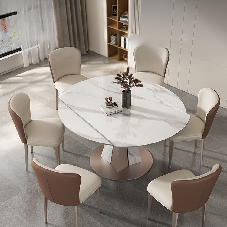Modern Scalable Dinette Set 1/2/3/7/9 Pieces Round White Sintered Stone Dining Table Set Clearhalo 'Dining Room Sets' 'Dining Tables & Seating' 'dining_room_set' 'furn' 'furn_dining_room_set' 'Furniture' 'furniture_dining_room_set' 'Kitchen & Dining Furniture' 1200x1200_bc09cbdc-5a78-4aba-a86e-46cb33c85a15
