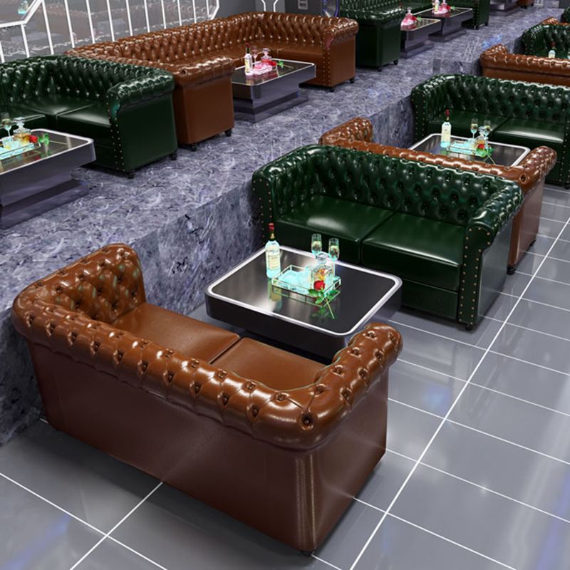 Vintage Leather Chesterfield Sofa 29.53"High Rolled Arm Sofa for Cafe Clearhalo 'furn' 'furn_sofas' 'Furniture' 'furniture_sofas' 'kitchen' 'kitchen_sofas' 'Living Room Furniture' 'Sofa' 'sofas' 1200x1200_bc0a13ed-b444-47f5-9c9e-8f487d246c56