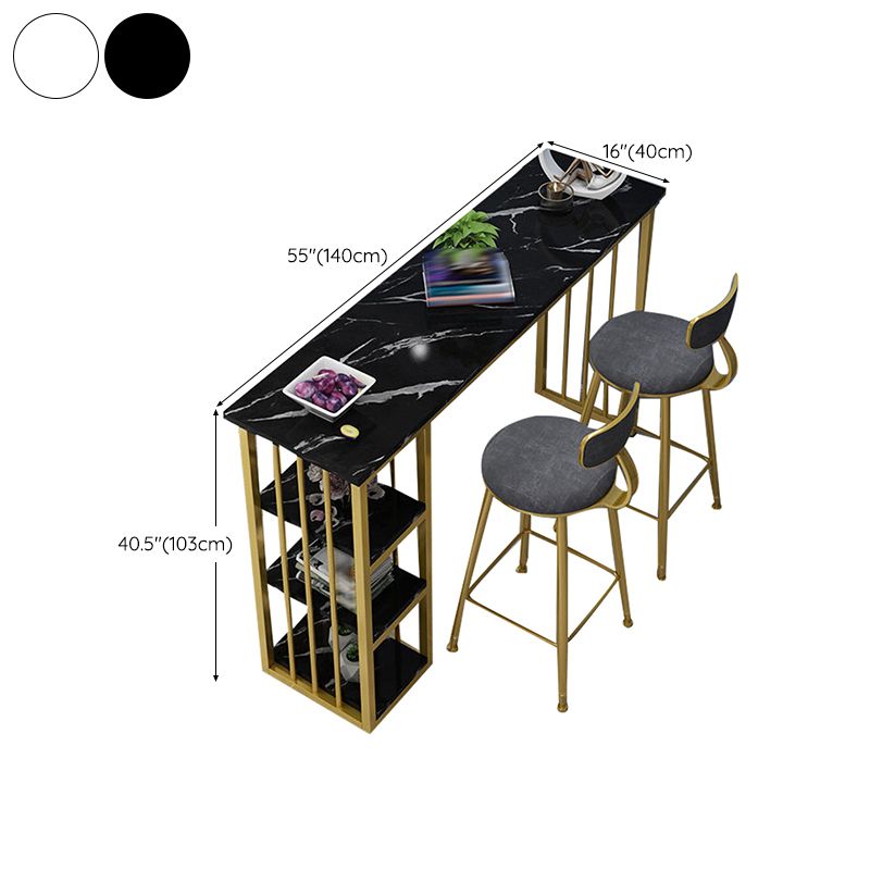 Bistro-Bartisch mit Holzplatte, rechteckiger Bartisch mit goldfarbener Basis für zu Hause
