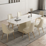 Nordic 1/2/5/7 Pieces Dining Set Sintered Stone White Table with Leather Chairs Dining Set Clearhalo 'Dining Room Sets' 'Dining Tables & Seating' 'dining_room_set' 'furn' 'furn_dining_room_set' 'Furniture' 'furniture_dining_room_set' 'Kitchen & Dining Furniture' 'kitchen&dining_furn' 'kitchen' 1200x1200_bc0a9c11-69de-4032-a899-173cbc481b43