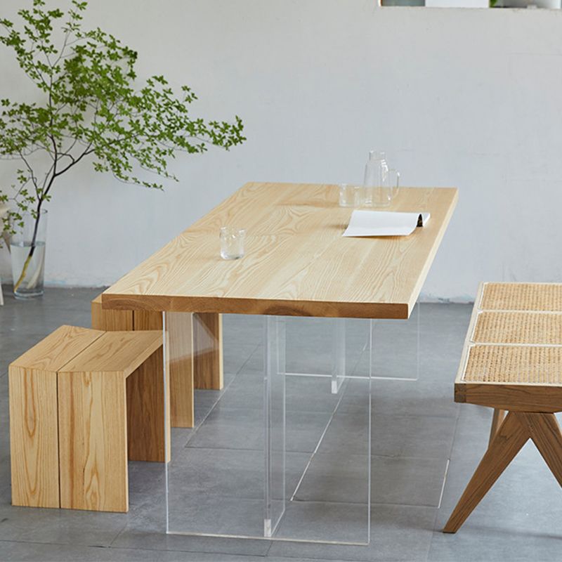 Pine Wood Top Dining Table Contemporary Rectangle Dining Table with Double Pedestal Base Clearhalo ' dining_table' 'Dining Tables & Seating' 'Dining Tables' 'furn' 'furn_dining_table' 'Furniture' 'furniture_dining_table' 'Kitchen & Dining Furniture' 'kitchen&dining_furn' 'kitchen' 'kitchen_dining_table' 1200x1200_bc0c2b29-16f8-472b-bc25-e0143d6e0207