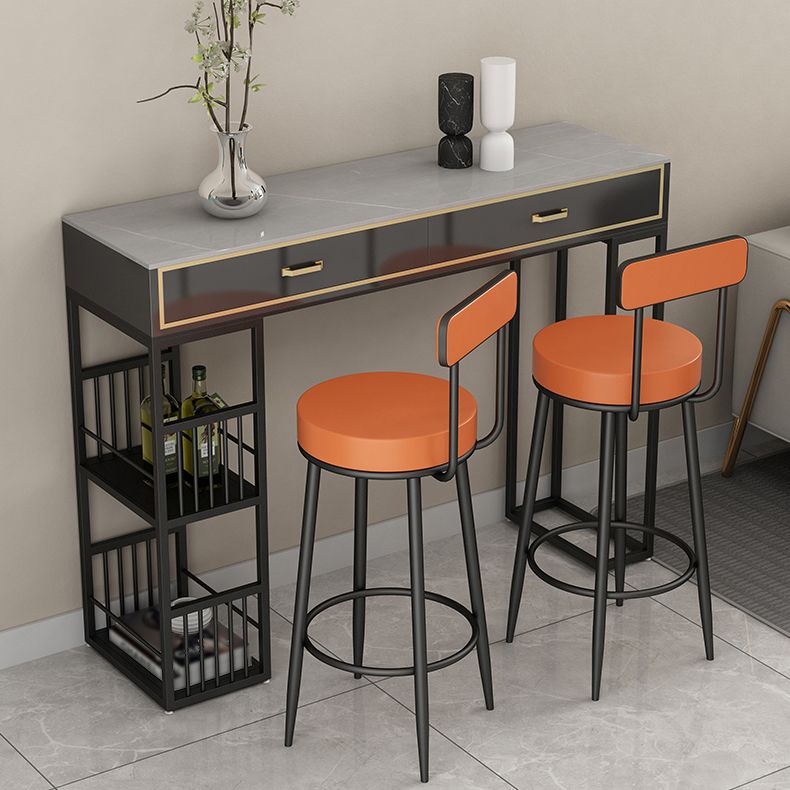 Marble Bar Height Table with Rectangle Table Top Double Pedestal Table - 41.3" H Clearhalo 'Bar Furniture' 'Bar Tables' 'bar_tables' 'furn' 'furn_bar_tables' 'Furniture' 'furniture_bar_tables' 'Kitchen & Dining Furniture' 1200x1200_bc0e6569-65e2-4bc7-a0ba-acc7827858b3