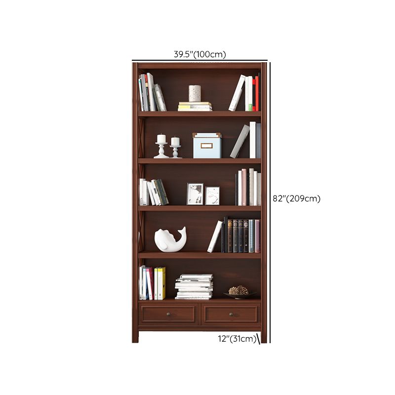 Standard Wooden Bookshelf Closed Back Contemporary Bookcase with Drawers